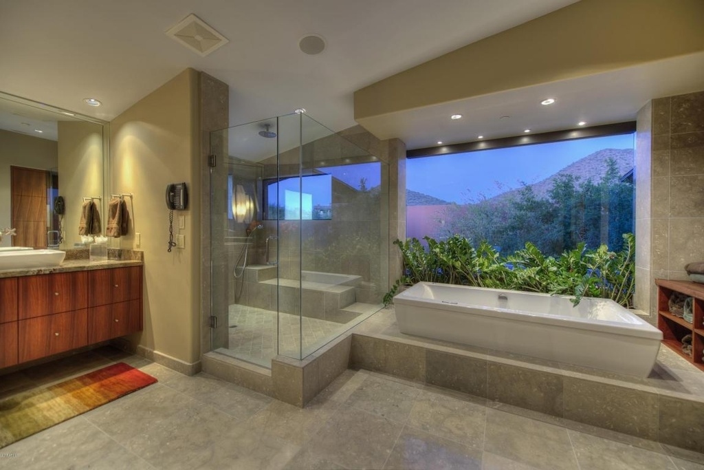 luxury bathroom bathrooms shower views hotel stunning master modern showers bathtub outdoor glass incredible scottsdale mountain interior trendir walk inspired